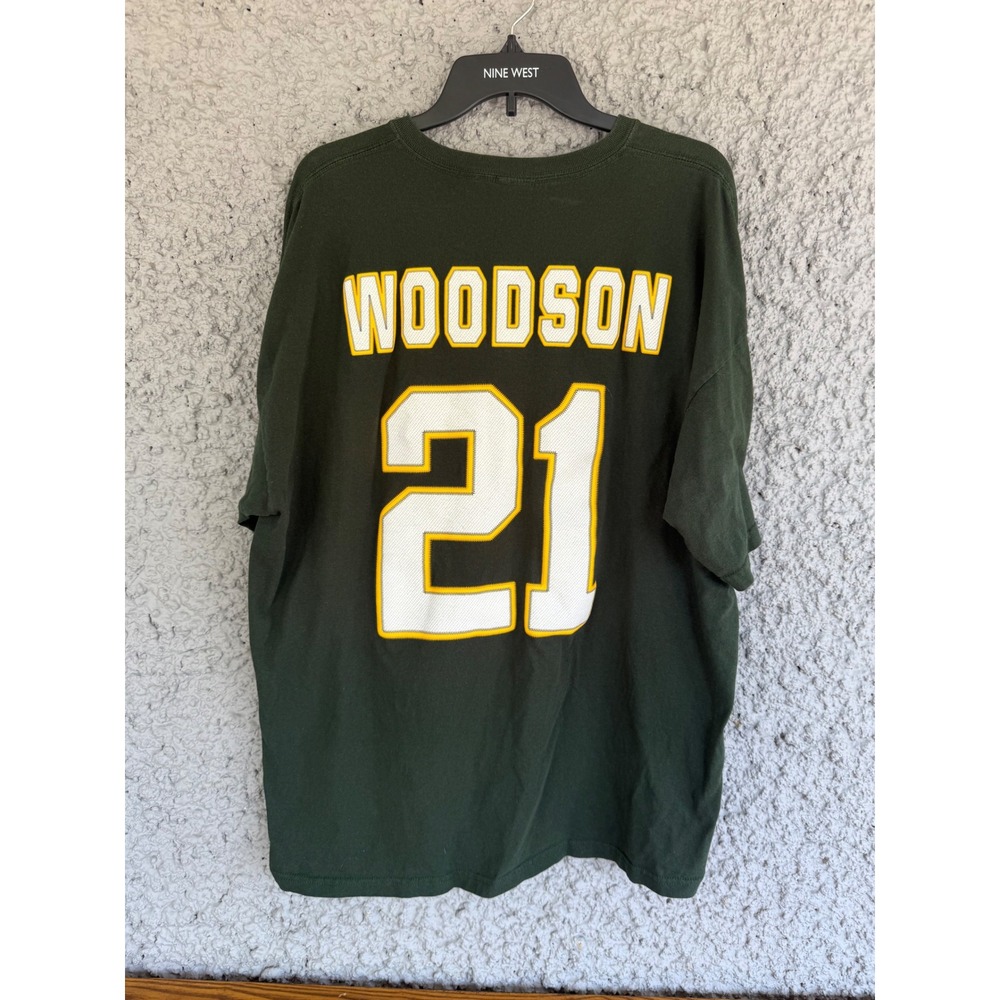 NFL Team Apparel Green Bay Packers Charles Woodson 21 T-Shirt Mens 2XL Green